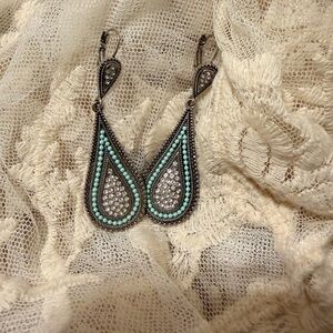 Elegant Silver and Turquoise Teardrop Earrings